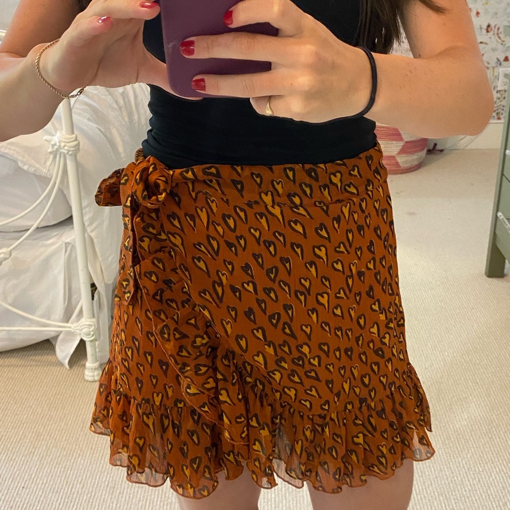 Urban Outfitters Heart Pattern Mini Skirt - Orange